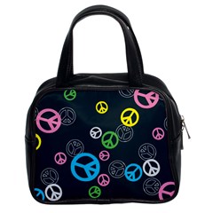 Peace & Love Pattern Classic Handbags (2 Sides) by BangZart