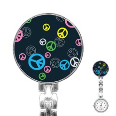 Peace & Love Pattern Stainless Steel Nurses Watch