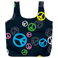 Peace & Love Pattern Full Print Recycle Bags (l) 