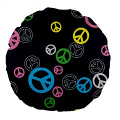 Peace & Love Pattern Large 18  Premium Flano Round Cushions