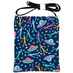 Alien Pattern Blue Shoulder Sling Bags by BangZart