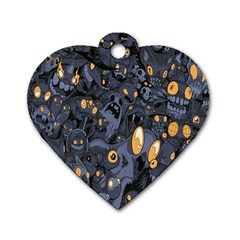 Monster Cover Pattern Dog Tag Heart (two Sides) by BangZart