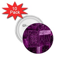 Purple Background Patchwork Flowers 1 75  Buttons (10 Pack) by BangZart