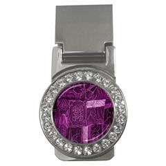 Purple Background Patchwork Flowers Money Clips (cz)  by BangZart