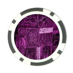Purple Background Patchwork Flowers Poker Chip Card Guard by BangZart
