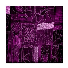 Purple Background Patchwork Flowers Face Towel by BangZart