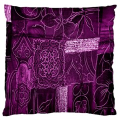 Purple Background Patchwork Flowers Large Flano Cushion Case (one Side)