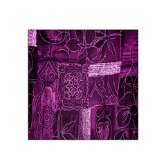 Purple Background Patchwork Flowers Satin Bandana Scarf