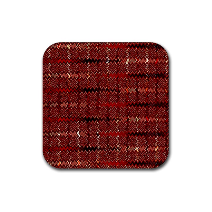 Rust Red Zig Zag Pattern Rubber Coaster (Square) 