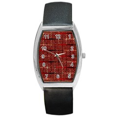 Rust Red Zig Zag Pattern Barrel Style Metal Watch by BangZart