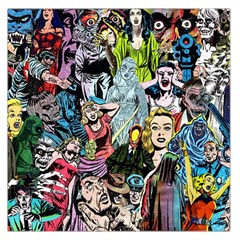 Vintage Horror Collage Pattern Large Satin Scarf (square)