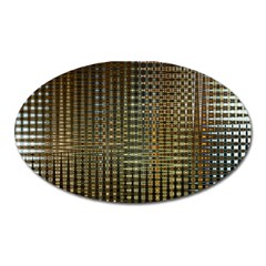 Background Colors Of Green And Gold In A Wave Form Oval Magnet by BangZart