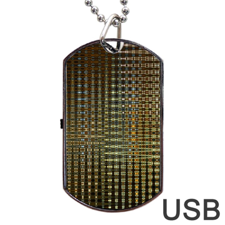 Background Colors Of Green And Gold In A Wave Form Dog Tag USB Flash (One Side)