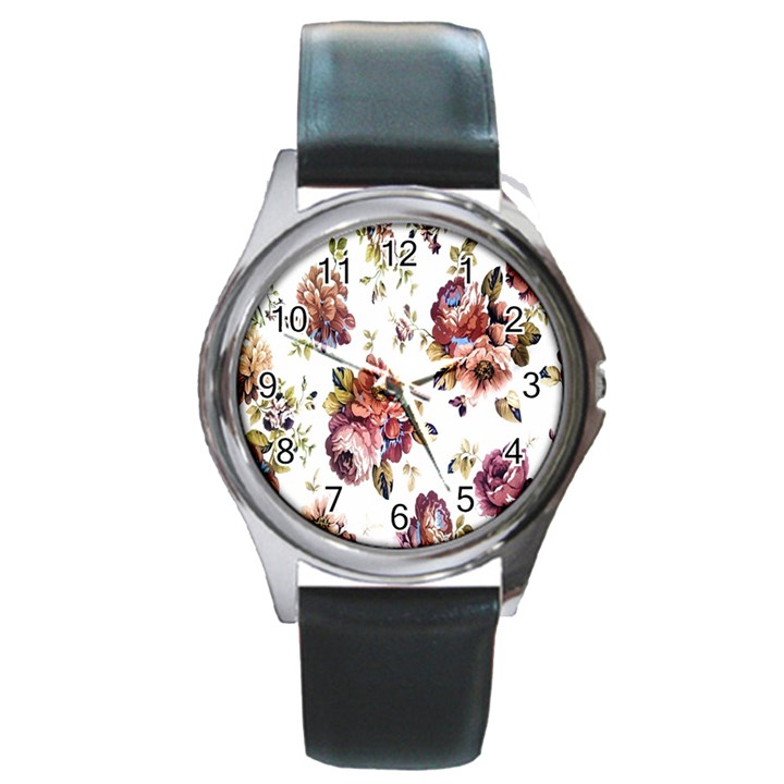 Texture Pattern Fabric Design Round Metal Watch