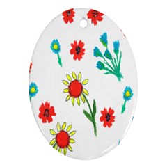 Flowers Fabric Design Oval Ornament (two Sides) by BangZart