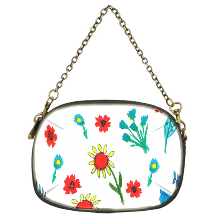 Flowers Fabric Design Chain Purses (One Side) 