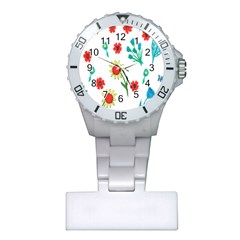 Flowers Fabric Design Plastic Nurses Watch