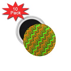 Green Red Brown Zig Zag Background 1 75  Magnets (10 Pack)  by BangZart