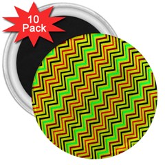 Green Red Brown Zig Zag Background 3  Magnets (10 Pack)  by BangZart