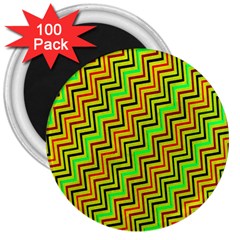 Green Red Brown Zig Zag Background 3  Magnets (100 Pack) by BangZart