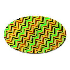 Green Red Brown Zig Zag Background Oval Magnet by BangZart