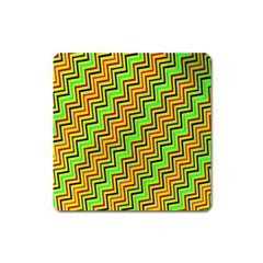 Green Red Brown Zig Zag Background Square Magnet by BangZart