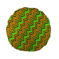 Green Red Brown Zig Zag Background Standard 15  Premium Round Cushions