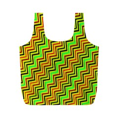 Green Red Brown Zig Zag Background Full Print Recycle Bags (m)  by BangZart