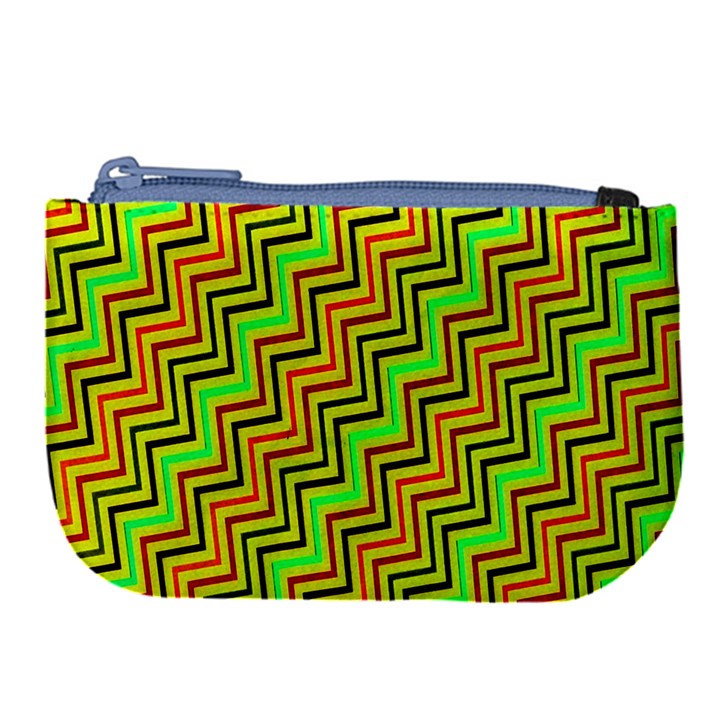 Green Red Brown Zig Zag Background Large Coin Purse