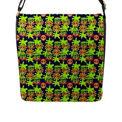 Smiley Monster Flap Messenger Bag (l) 