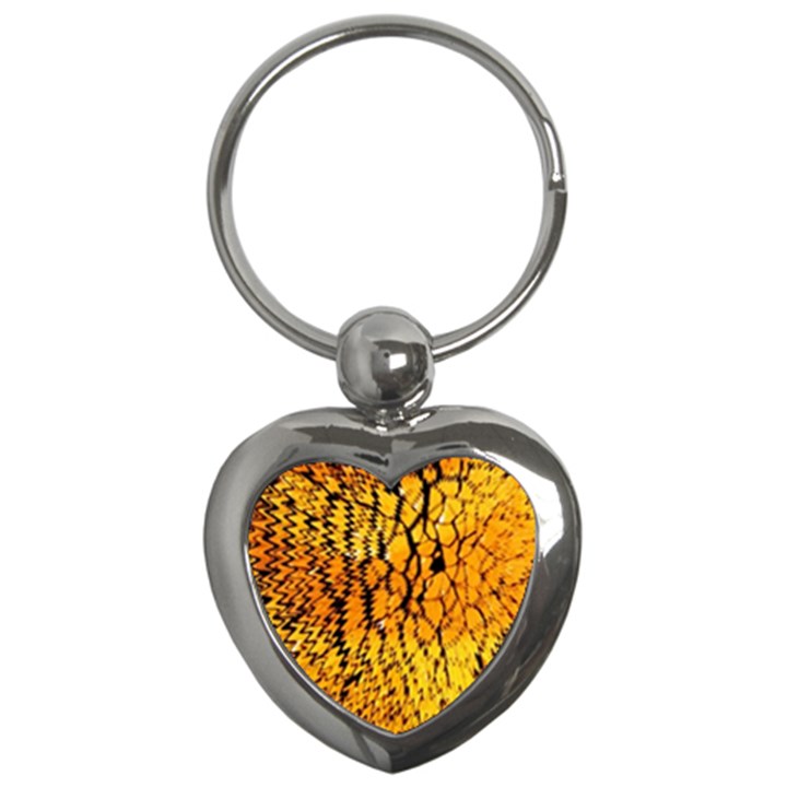 Yellow Chevron Zigzag Pattern Key Chains (Heart) 