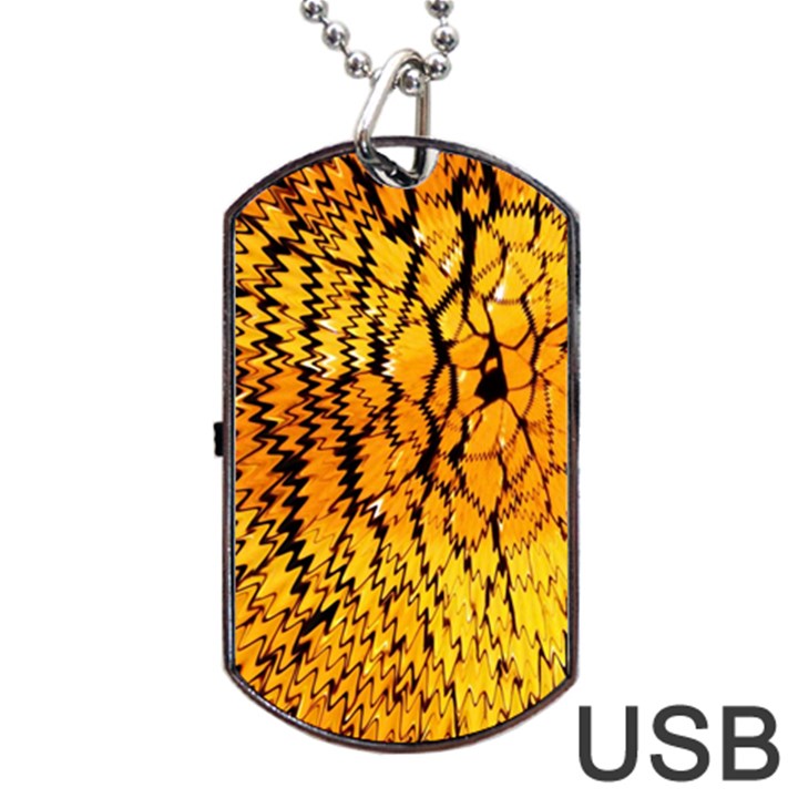 Yellow Chevron Zigzag Pattern Dog Tag USB Flash (One Side)