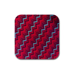 Red Turquoise Black Zig Zag Background Rubber Square Coaster (4 Pack)  by BangZart