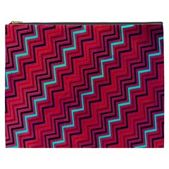 Red Turquoise Black Zig Zag Background Cosmetic Bag (xxxl) 