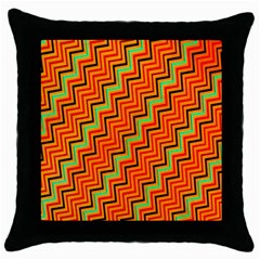 Orange Turquoise Red Zig Zag Background Throw Pillow Case (black) by BangZart