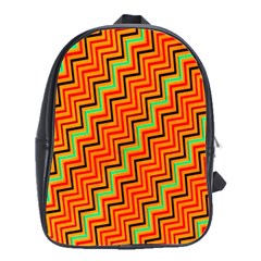 Orange Turquoise Red Zig Zag Background School Bags(large) 