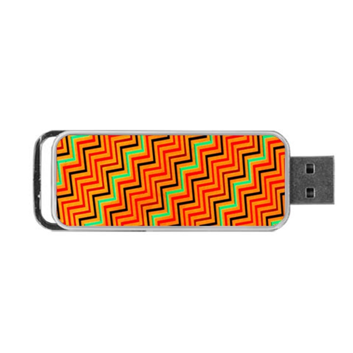 Orange Turquoise Red Zig Zag Background Portable USB Flash (Two Sides)