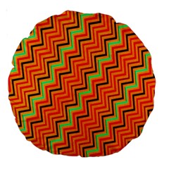 Orange Turquoise Red Zig Zag Background Large 18  Premium Round Cushions