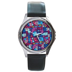 Hipster Pattern Animals And Tokyo Round Metal Watch by BangZart