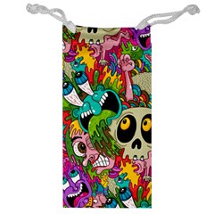 Crazy Illustrations & Funky Monster Pattern Jewelry Bag