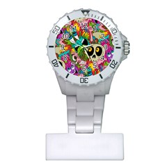 Crazy Illustrations & Funky Monster Pattern Plastic Nurses Watch