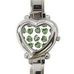 Leaf Pattern Seamless Background Heart Italian Charm Watch Front