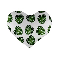 Leaf Pattern Seamless Background Standard 16  Premium Flano Heart Shape Cushions