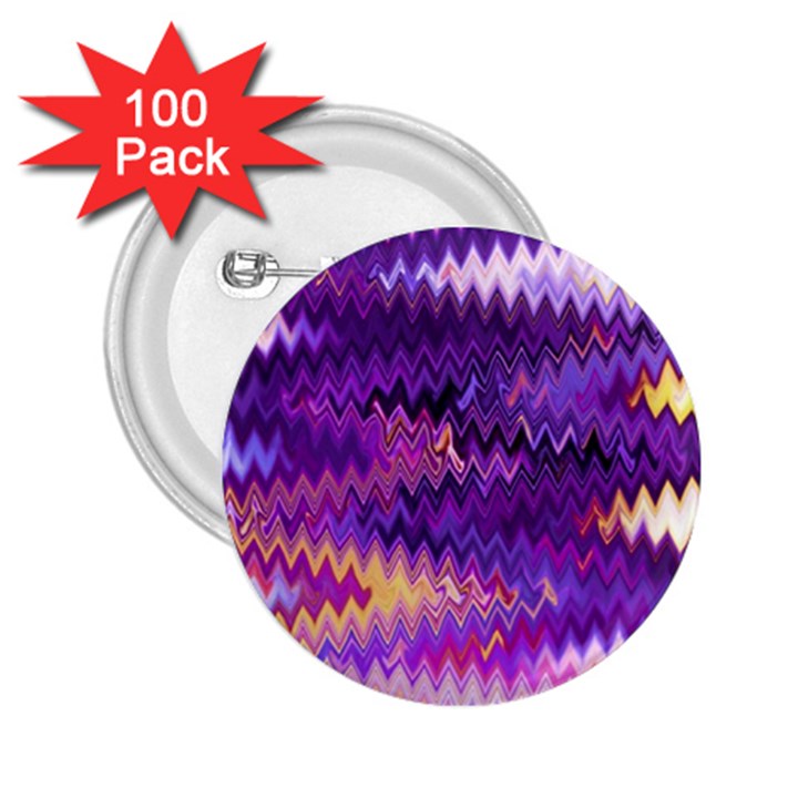 Purple And Yellow Zig Zag 2.25  Buttons (100 pack) 