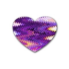 Purple And Yellow Zig Zag Rubber Coaster (heart)  by BangZart