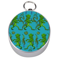 Swamp Monster Pattern Silver Compasses