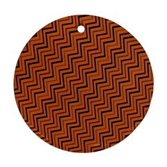 Brown Zig Zag Background Ornament (round)