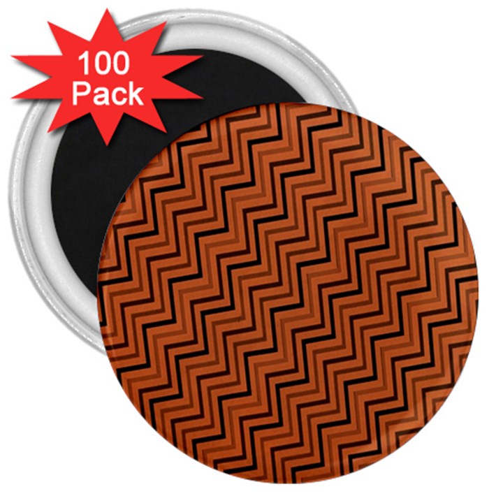 Brown Zig Zag Background 3  Magnets (100 pack)