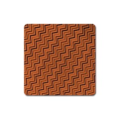 Brown Zig Zag Background Square Magnet by BangZart