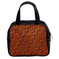 Brown Zig Zag Background Classic Handbags (2 Sides) by BangZart